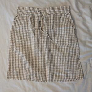 Studio West Tan Checkered Mini Skirt